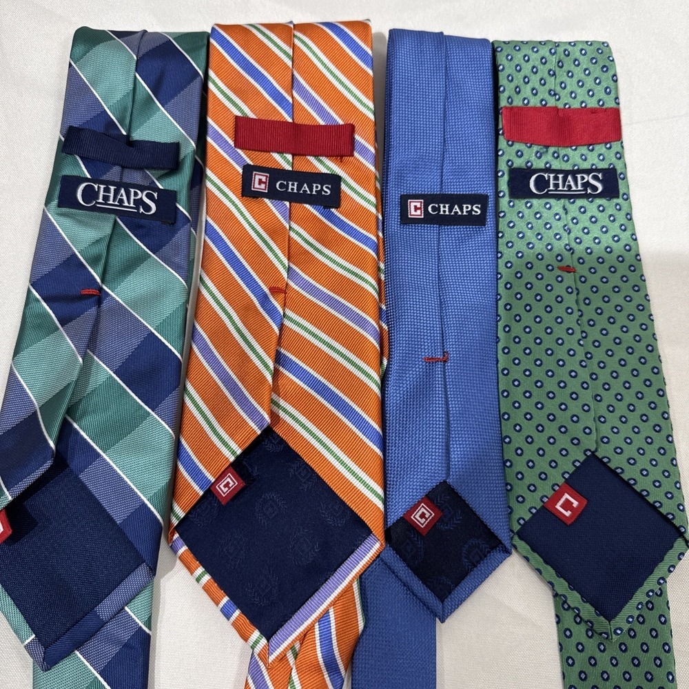 4 CHAPS Ralph Lauren Silk & Polyester Striped Men's Neck Ties Lot